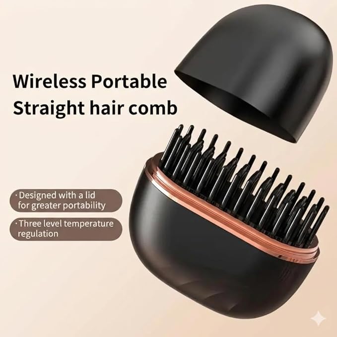 Wireless Portable Straight Hair Comb with Lid